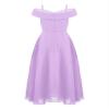 Duoremi Kids Flower Girls Elegant Chiffon Off Shoulder Bridesmaid Wedding Dress Birthday Party A Line Evening Dress Lavender 10 Years view 2