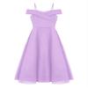 Duoremi Kids Flower Girls Elegant Chiffon Off Shoulder Bridesmaid Wedding Dress Birthday Party A Line Evening Dress Lavender 10 Years view 3