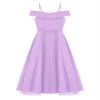 Duoremi Kids Flower Girls Elegant Chiffon Off Shoulder Bridesmaid Wedding Dress Birthday Party A Line Evening Dress Lavender 10 Years view 4