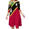 Fattyeery Elegant Casual Long Dress Saint Kitts and Nevis Flag Girls Summer Sunshine Beach Skirts for Womens 5XL view 1