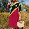 Fattyeery Elegant Casual Long Dress Saint Kitts and Nevis Flag Girls Summer Sunshine Beach Skirts for Womens 5XL view 3