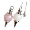 Opexicos 2Pcs White and pink Quartz Crystal Gemstone Point Healing Chakra Dowsing Pendulum Chain Jewelry view 1