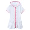 Kids Little Girls Summer Swim Cover Up Swimsuit Zip Up Beach Bathing Suit Hooded Bathrobe Absorbent 3 (White, 3-4 Years) view 1