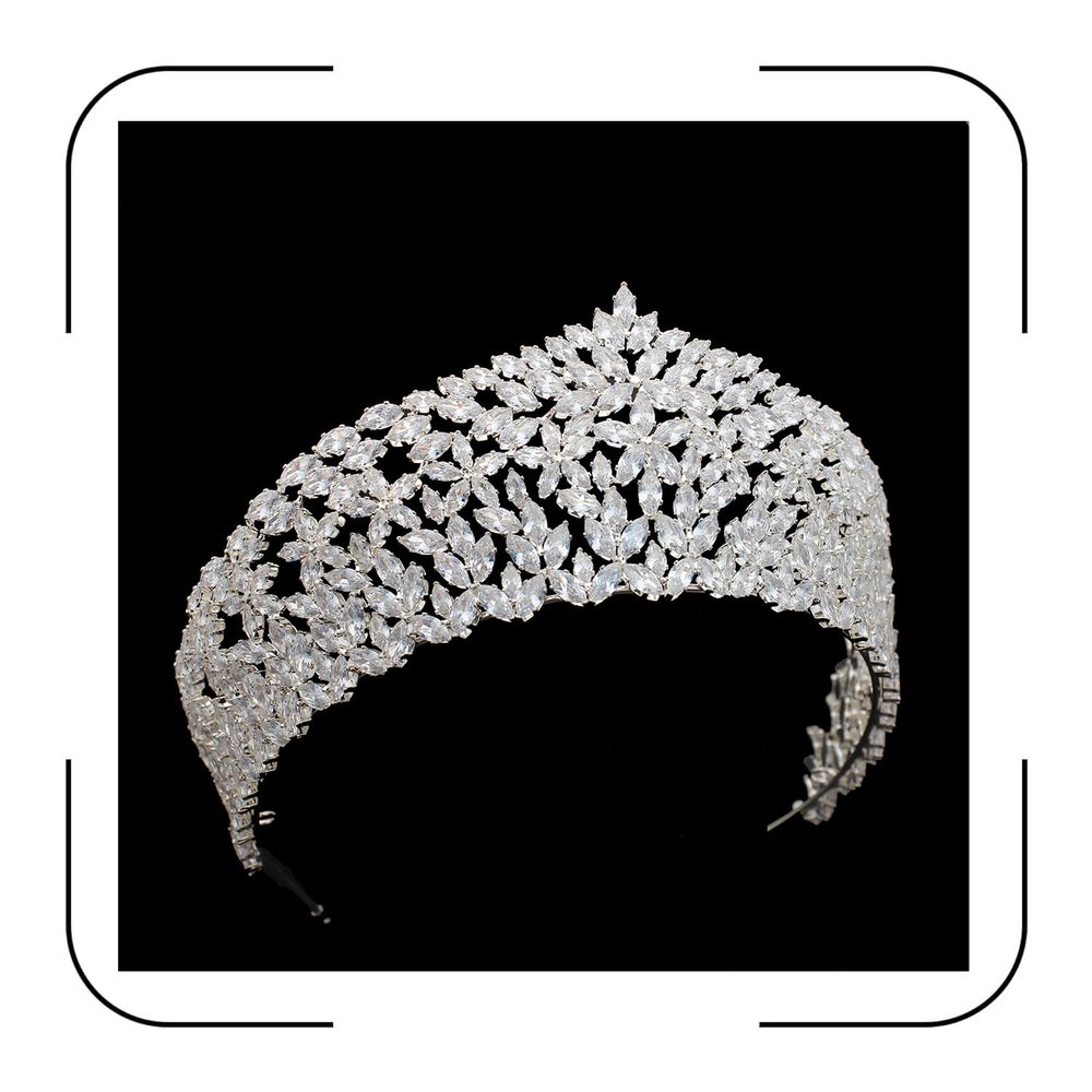 Elegant Zirconia Crown for Women  Adjustable Silver Pageant Crown for Quinceaera, Wedding, Birthday, Prom  Bridal Hair Accessories