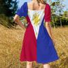 Fattyeery Elegant Casual Long Dress Philippines Flag Girls Summer Sunshine Beach Skirts for Womens 2XS view 4