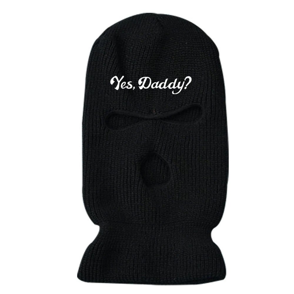 YTNKIV 3-Hole Ski Mask Full Face Woolen Knitted Hat Warm Outdoor Cycling Windproof Mask Balaclava (Black)