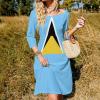 Fattyeery Womens Summer Casual Loose Dress Saint Lucia Flag Long Dress Short Sleeve for Girls Fashion Skirts 2XL view 1