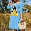 Fattyeery Womens Summer Casual Loose Dress Saint Lucia Flag Long Dress Short Sleeve for Girls Fashion Skirts 2XL view 2