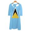 Fattyeery Womens Summer Casual Loose Dress Saint Lucia Flag Long Dress Short Sleeve for Girls Fashion Skirts 2XL view 4