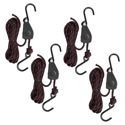 4 Pcs Kayak Rope Tie Downs Straps, 1/8" x 6Ft Adjustable Tie Down Straps Canoe Bow and Stern Tie Down Strap,Heavy Duty Tie Downs Rope Hanger Kayak Accessories