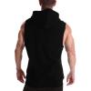 Men's Relaxed Solid Color Lace-Up Hooded Vest Workout Gym Sleeveless with Hood Tank Tops Muscle Cut Off T Shirt (Black,Small) view 2