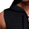 Men's Relaxed Solid Color Lace-Up Hooded Vest Workout Gym Sleeveless with Hood Tank Tops Muscle Cut Off T Shirt (Black,Small) view 3