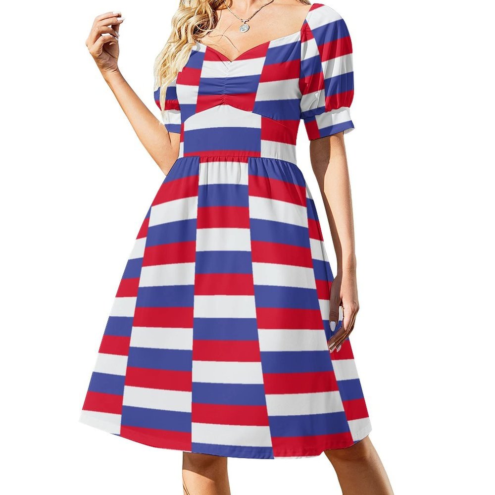 Fattyeery Womens Summer Casual Loose Dress Russia Flag Long Dress Short Sleeve for Girls Fashion Skirts 4XL