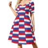 Fattyeery Womens Summer Casual Loose Dress Russia Flag Long Dress Short Sleeve for Girls Fashion Skirts 4XL view 1