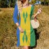 Skirts for Womens Summer Fall Dress Top Saint Vincent and The Grenadines Flag Casual V Neck Long Dress for Fashion Womens Dress M view 2