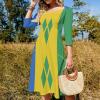 Skirts for Womens Summer Fall Dress Top Saint Vincent and The Grenadines Flag Casual V Neck Long Dress for Fashion Womens Dress M view 3