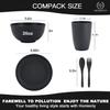 Wheat Straw Dinnerware Sets, Homienly 20pcs Unbreakable Microwave Dishwasher Safe Tableware Lightweight Bowls, Cups, Plates Set Reusable Dinner Plates Bowls set (Dark Grey) view 2