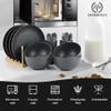 Wheat Straw Dinnerware Sets, Homienly 20pcs Unbreakable Microwave Dishwasher Safe Tableware Lightweight Bowls, Cups, Plates Set Reusable Dinner Plates Bowls set (Dark Grey) view 3