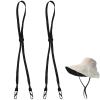 2Pcs Windproof Rope for Hat, Flexible Adjustable Hat Strap Removable Windproof Hat Chin Cord Anti Lost Strap with Clips Hat Chin Cord(Black) view 1