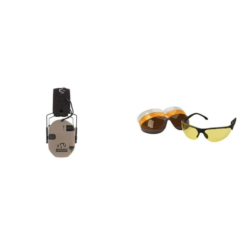 Walker's Razor Slim Electronic Earmuffs Sport Glasses with Interchangeable Lens