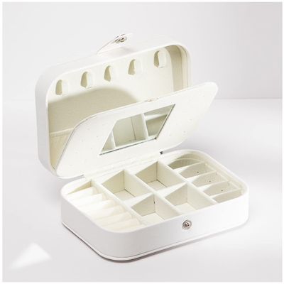 ArtsPavilion Jewelry Travel Case, Small Travel Jewelry Box, Portable Travel Jewelry Organizer Box for Earrings Bracelets Rings Necklace White