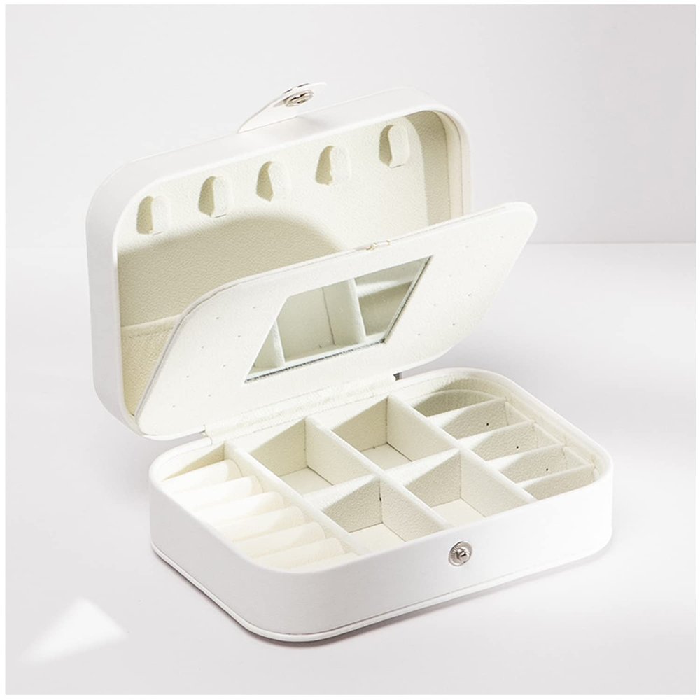 ArtsPavilion Jewelry Travel Case, Small Travel Jewelry Box, Portable Travel Jewelry Organizer Box for Earrings Bracelets Rings Necklace White