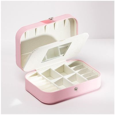 ArtsPavilion Jewelry Travel Case, Small Travel Jewelry Box, Portable Travel Jewelry Organizer Box for Earrings Bracelets Rings Necklace pink