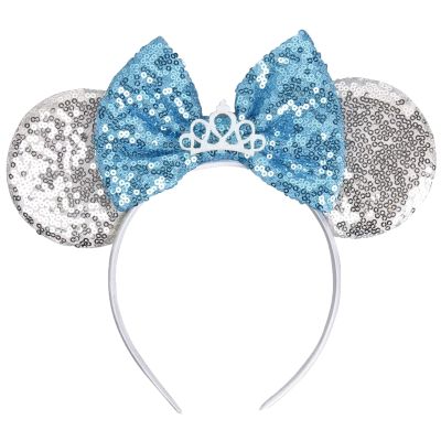 FACHPINT Mouse Ears Sparkly Mouse Ears for Girls Party, Princess Mouse Ears for Women Holiday Theme Park Cosplay Role Play (Sliver Crown)