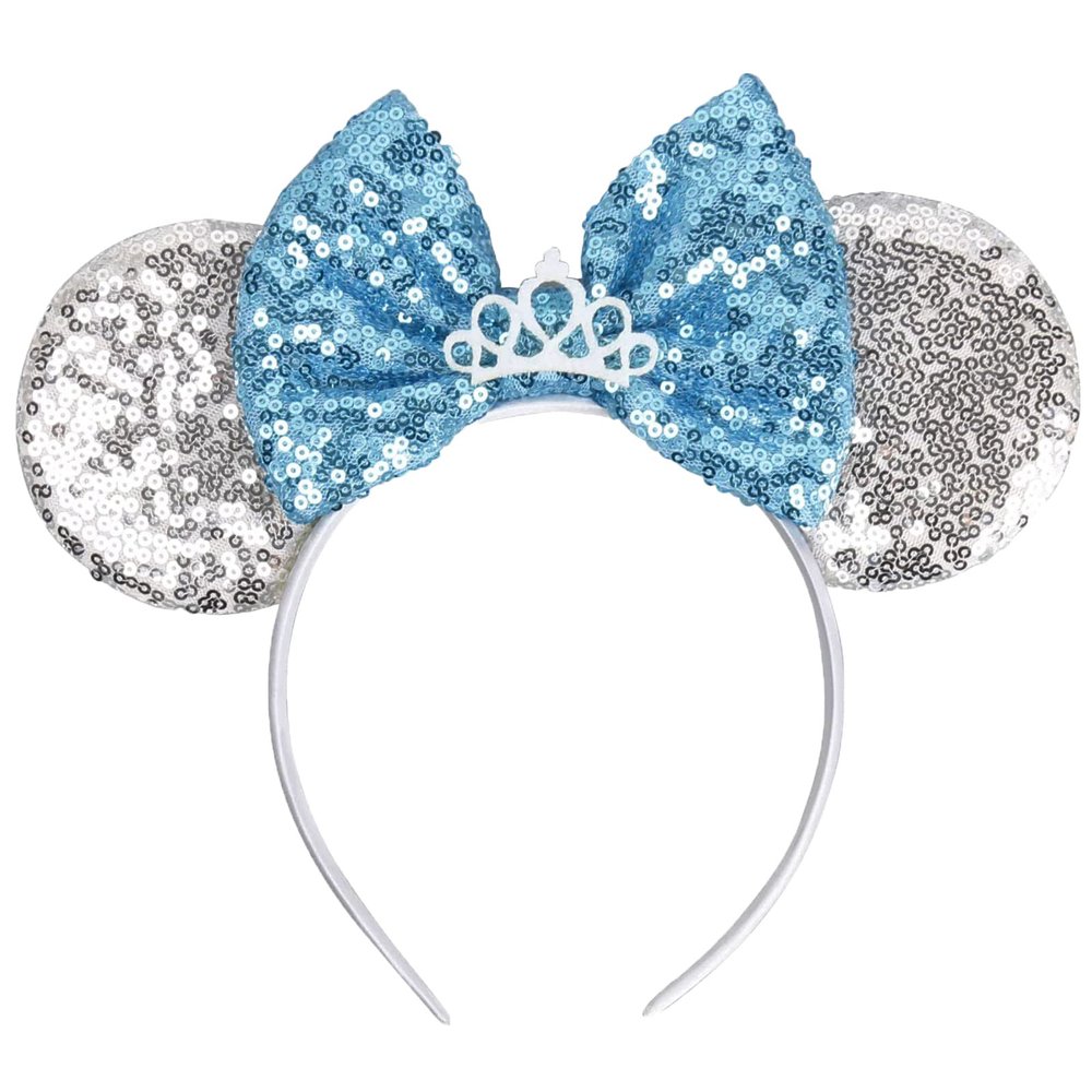 FACHPINT Mouse Ears Sparkly Mouse Ears for Girls Party, Princess Mouse Ears for Women Holiday Theme Park Cosplay Role Play (Sliver Crown)