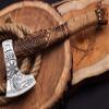 Hand Forged Viking Axe  Carbon Steel Blade, Handmade Bearded Axe with ASH Wood Handle Hatchet Axe for Camping & Hunting, Valhalla Axes, Historical Medieval Axe for Gift, Collectible (Axe's-2) view 1