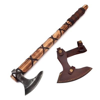 Viking Axe of Ragnar Lothbrok Axe's with Genuine Leather Sheath Hand Forged Ash Wood Handle Axes High Carbon Steel Bearded Axes Viking Gifts for Men (VK-AXE-04)