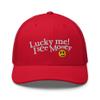 RIVEMUG Lucky Me I See Money Trucker Hat Mid Crown Curved Bill Snapback Cap Red view 2
