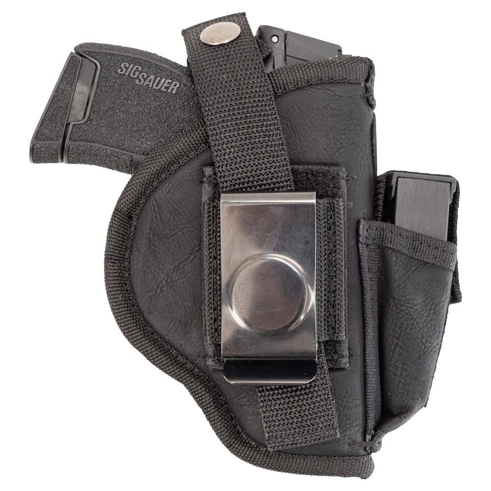 Maxx Carry Universal OWB Thumb Break Gun Belt Holster & IWB CCW for Fits G 43, 43X 9mm | Sig P365XL | Taurus GFX4, PT 709 Slim| Kimber Solo 9mm| Hellcat SOGY, CPX-2| Kahr PM9. Ambi. with Mag Pouch