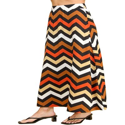 LL WDR1434 Womens Chvron Print Maxi Skirt with Elastic Waist Band XXL Chevron