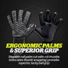 Storelli Electric Goalkeeper Gloves, High-Impact Hand Protection with 5 Removable Finger Spines, German Contact Latex, Wrist Strap, Extended Cuff, Youth & Adults, Unisex, 1 Pair, Black Charge, Size 6 view 3