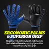 Storelli Electric Goalkeeper Gloves, High-Impact Hand Protection with 5 Removable Finger Spines, German Contact Latex, Wrist Strap, Extended Cuff, Youth & Adults, Unisex, 1 Pair, Blue Charge, Size 6 view 3
