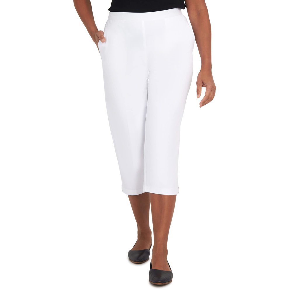 Alfred Dunner Women's Split Star Capri Size 20 White