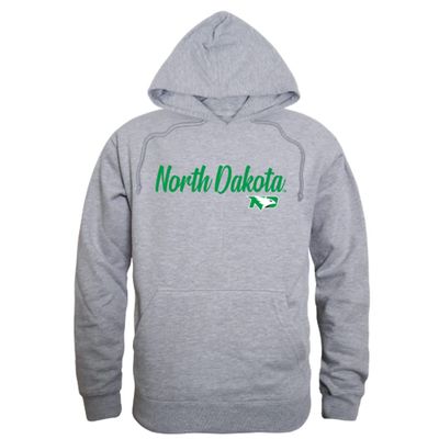 W Republic University of North Dakota Fighting Hawks Script Fleece Hoodie Sweatshirts - Heather Grey, Small