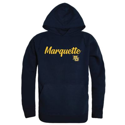 W Republic Marquette University Golden Eagles Script Fleece Hoodie Sweatshirts - Navy, X-Large