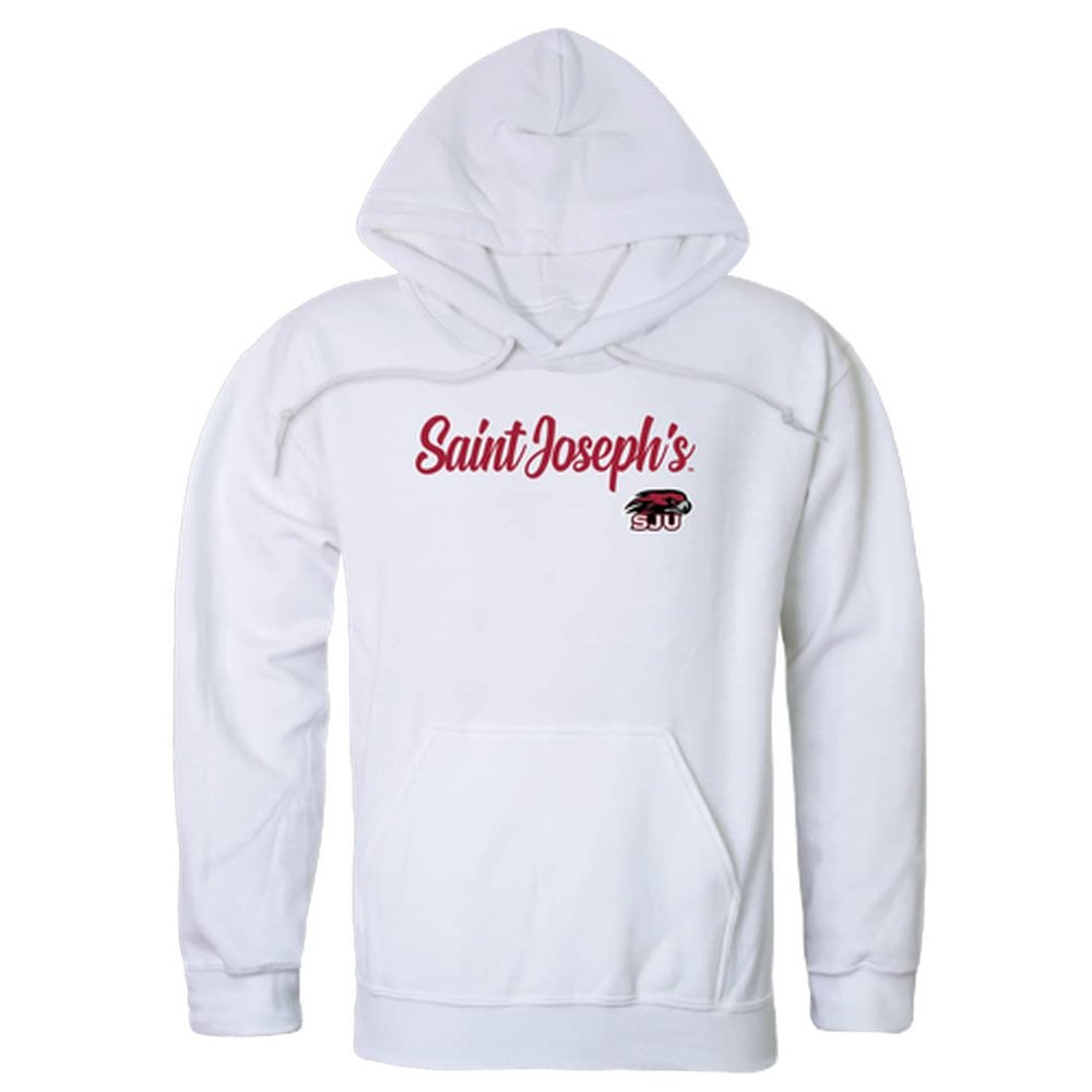 W Republic Saint Joseph's University Hawks Script Fleece Hoodie Sweatshirts - White, Medium