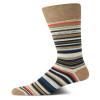Calvin Klein Mens Dress Socks - 1 Pair Lightweight Stretch Soft Work Crew Socks for Men for Casual Business & Formal Attire, Size 7-12, Tan Stripes view 1