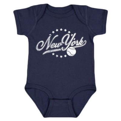 New York Vintage Kid's Baby Bodysuit for Baseball Fans (Navy, 6M)