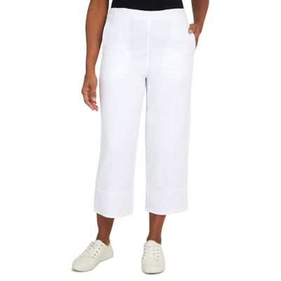 Alfred Dunner Women's Nautical Wide Leg Pant Size 20 White