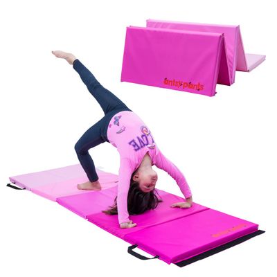 Flybar Antsy Pants Tumbling Mat-Gymnastics Mat,Easy to Clean Gym Mat,Sturdy,Foldable Tumbling Mat for Kids,Padded,Portable,Carrying Handle,Gymnastics Equipment for Activity Play Pink Ombre Colors