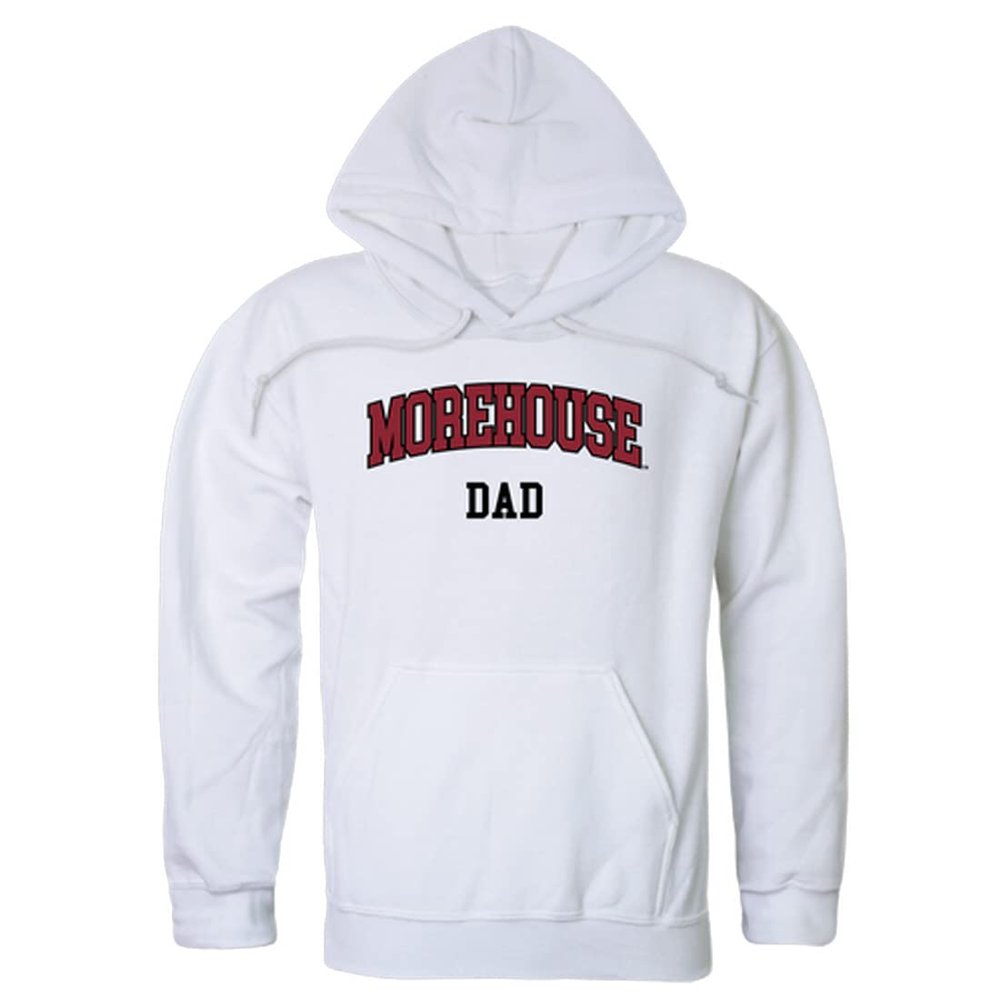 W Republic Morehouse College Maroon Tigers Dad Fleece Hoodie Sweatshirts - White, Small