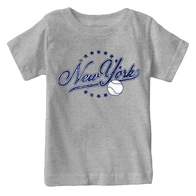 New York Baseball Vintage Kid's Fan T-Shirt (Grey Shirt, YXL)