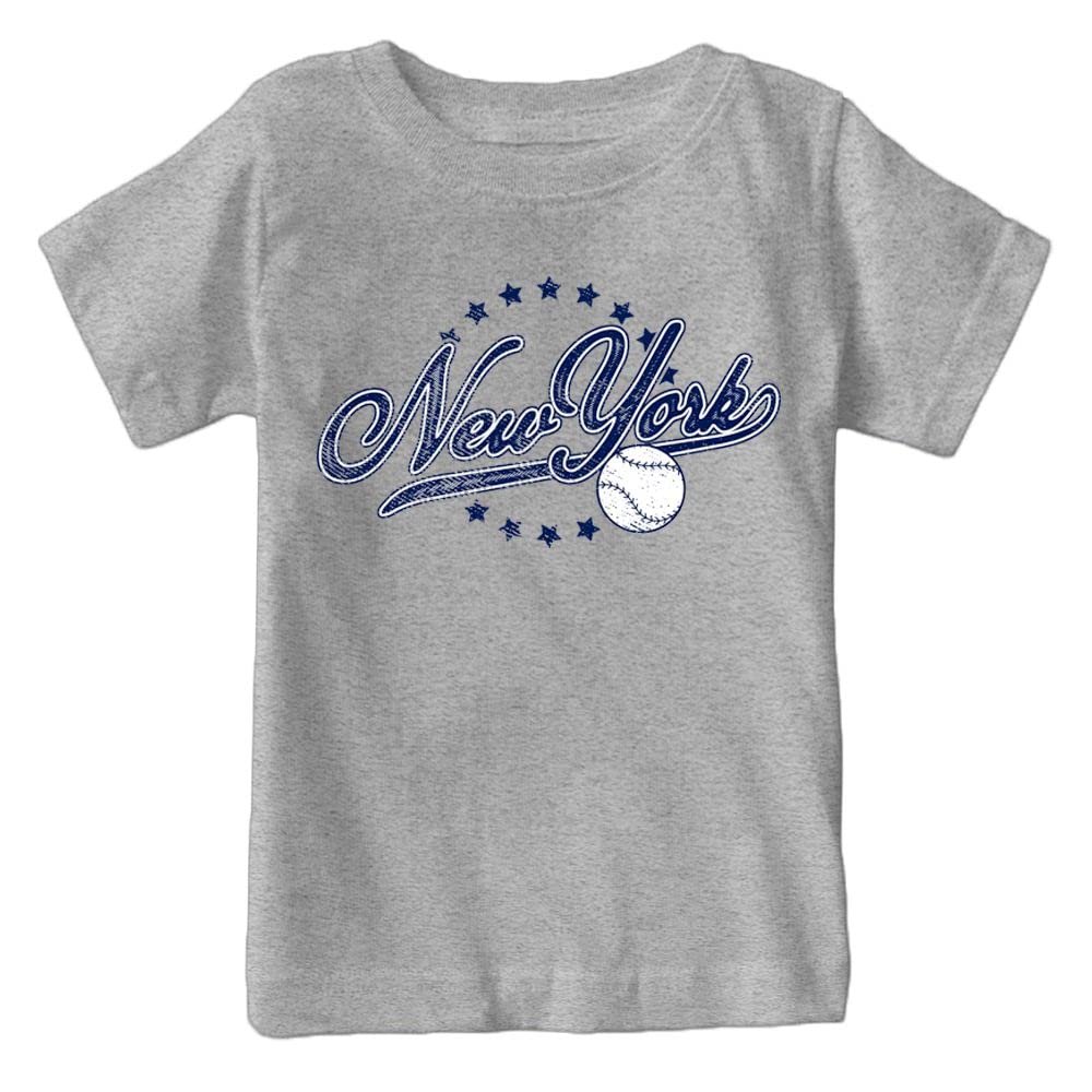 New York Baseball Vintage Kid's Fan T-Shirt (Grey Shirt, YXL)