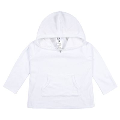 Gerber Baby Toddler Hooded Kangaroo Pocket Terry Cover Up, White, 18 Months
