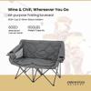 ARROWHEAD OUTDOOR Portable Folding Double Duo Camping Chair Loveseat w/ 2 Cup & Wine Glass Holder, Carrying Bag, Supports up to 500lbs view 3