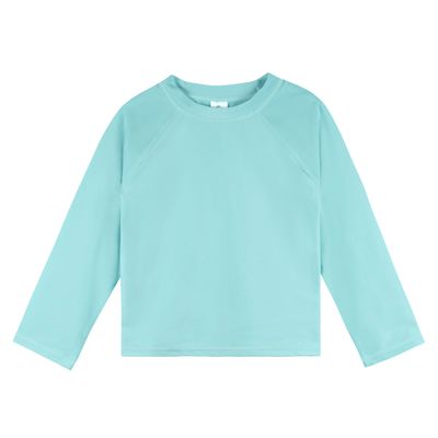 Gerber Unisex Baby Toddler UPF 50+ Long Sleeve Rashguard Swim Rash Guard Shirt, Aqua, 6-9 Months US